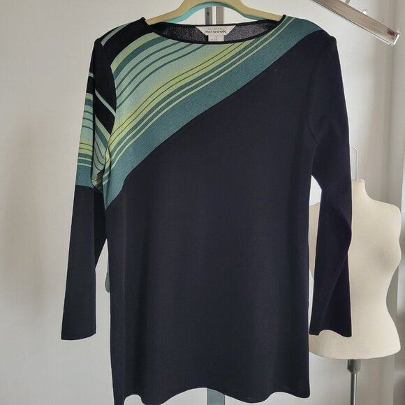 MISOOK Color Block Striped Knit Top 2 Piece Tunic and Pants Set (Size: Large) - Picture 4 of 16